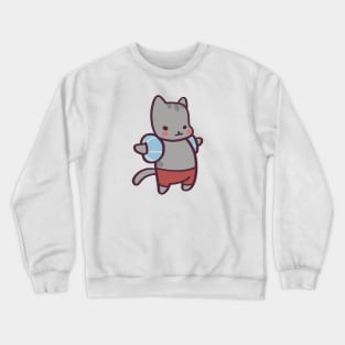 Cute Cartoon Pool Cat Crewneck Sweatshirt